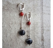 Серьги "Ягоды и линии"