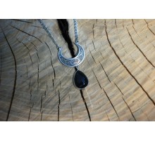 Колье Луна с обсидианом