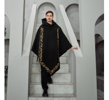 Пончо с молниями кейп шерсть Hugo Boss с каллиграфией "Асмодей" 