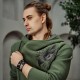 Мантия на молнии кофта теплая с ручной росписью "Птица"