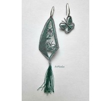 Серьги асимметричные Лист и бабочка