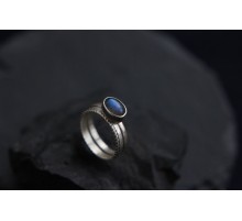 Кольцо Дуэт с голубым лабрадором 2